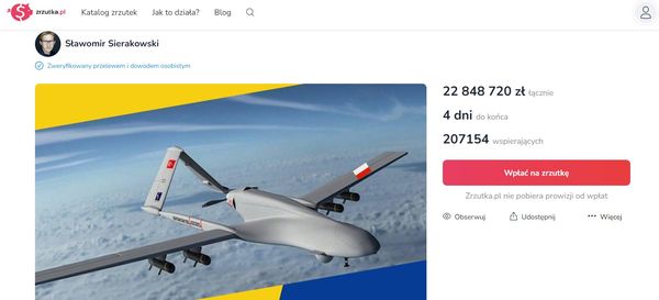 Понад 4,5 мільйона євро: у Польщі зібрали кошти на «Байрактар» для ЗСУ